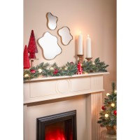 Kaprun Guirlande met Warm Witte LED Verlichting - L180 cm - Groen Frosted, Rood