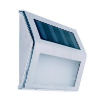 4 Set LED solar outer light, for outside, wall lamp-metal and plastic in steel-blank, with integrated LED