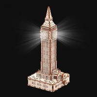 Mr. Playwood 3D Wooden Puzzle, Big Ben with LED lighting, 10206, 18.5x16x40cm