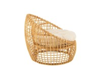 J-Line chair Lise + cushion 1 Person - rattan/textile - natural/white