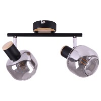 2 SPOT ceiling lamp "Fumoso", metal ceiling lamp and smoke glass in black, and nature, with E14 socket, for dining room, living room, hallway or office, 40 x 20 cm