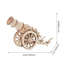 Wooden Puzzle 3D Cannon, Robotime, KW801, 32x13x21cm