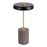 Akku Tischleuchte "SETA" schwarz 30 cm hoch aus Metall und Beton, mit fest verbauter LED