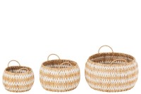 J-Line set of 3 baskets Lys - grass - natural/white