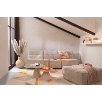 J-Line Poef Grid Populierenhout/Schuim Beige