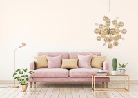Pendelleuchte "EXPLOSION" amber aus Metall und Glas, G9 Fassungen, Hängelampe für Esszimmer, Wohnzimmer, Diele oder Büro, Hängelampe Øca. 65 cm