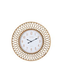 J-Line klok Wonder - rotan - naturel/wit - large - Ø 61.5 cm