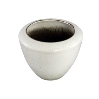 Kyleigh Beige Round Ceramic Pot Smooth Low M