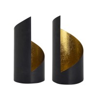 Candle holder set 2-piece tea light holder Kevin cylindrical black matt gold-plated inside