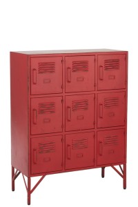 J-Line Cabinet 9 Drawers Metal Red