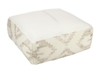 J-Line Pouf Square Ethnic Patterns Wool/Cotton Cream/Beige