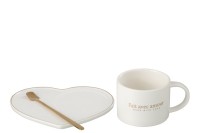 J-Line Bag + Dish + Spoon Heart Porcelain French White