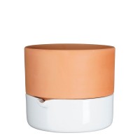 Venna Flowerpot with Watering System - H21 x Ø24 cm - Terracotta - White