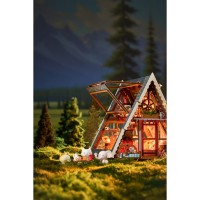 Robotime, DIY miniatuurhuis, A-Frame Cabin, DG181, 24,6x22,2x21,8 cm