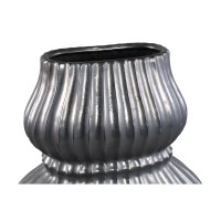 Halta Black Oval Ceramic Bulby Vase Ribbed M