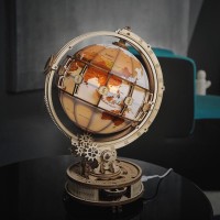 Wooden Puzzle 3D Globe incl. lighting, Robotime, ST003, 16.7x20.3x29.3cm