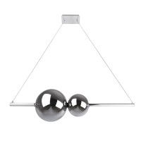 LED Pendelleuchte chrom "NOVA" aus chromfarbenem Metall, Kunststoff und Rauchglas, mit fest verbauten LEDs, ca. 105 cm lang