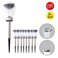 8 Set LED decoration solar light, for outside, made of metal and plastic in steel-blank, integrated LED