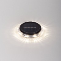 6 Set Solar-Boden-Sprießleucht Ø approx. 11.2 cm, black plastic, twilight sensor, for entrance, terrace and paths