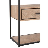 J-Line bijzettafel Zigzag 1 Lade - hout/metaal - naturel/zwart