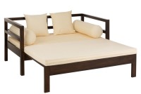 J-Line Conie sofa bed - mattress + 4 pillows - wood - dark brown