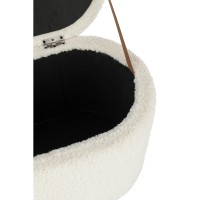 J-Line Poef Opslag Teddy Polyester Wit