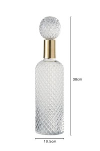 J-Line decoration bottle + stopper Relief - glass - transparent - large