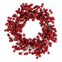 Kerstkrans Bessen - Ø40 cm - Foam - Rood