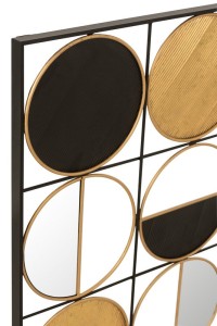 J-Line wall decoration Rounds - iron/glass - gold/black