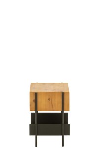 J-Line Tina bedside table - wood/metal - natural/black