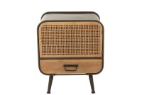 J-Line side table 1 drawer - metal/wood - black/natural