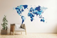 Eco Wood Art Wooden Wall Puzzle World Map Blue Size L, 2697.192x105x1.2cm