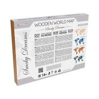 Eco Wood Art Wooden Wall Puzzle World Map Smoky Dreams Size L, 2710,192x105x1,2cm