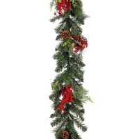 Harvey Guirlande met Dennenappels - L180 x B15 x H11 cm - Groen, Rood