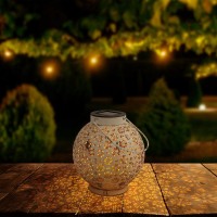 2 Set LED decoration solar light Ø 18 cm outside decoration made of metal in white with integrated LEDs