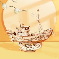 Robotime, 3D Houten Puzzel Fishing Ship, TG308, 19x4,8x15,8cm