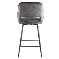Fal LOW Velvet Anthracite Bar Stool Black Metal Le