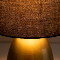Tischleuchte "AURUM" 33 cm hoch in Gold/schwarz, aus Metall und Textil, mit E14-Fassung, Beleuchtung für Esszimmer, Wohnzimmer, Diele oder Büro