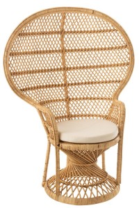 J-Line Pauw Rattan chair with cushion - jute - natural