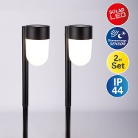 2 Set LED solar skewer "Sina" 47.2 cm high, plastic in black and white, integrated LED, warm white