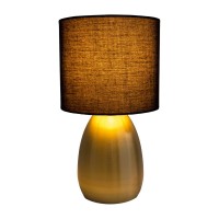 Tischleuchte "AURUM" 33 cm hoch in Gold/schwarz, aus Metall und Textil, mit E14-Fassung, Beleuchtung für Esszimmer, Wohnzimmer, Diele oder Büro
