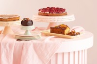 J-Line Cake plate - cake stand - ceramic - peach - M