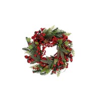 Norah Kerstkrans met Dennenappels - H11 x Ø40 cm - Rood