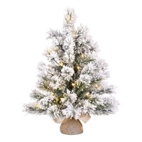 Dinsmore Kunstkerstboom in Jute met LED Verlichting - H60 x Ø50 cm - Frosted Green