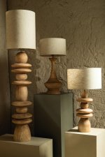 Callain Natural Mango Wood Table Lamp Base Round