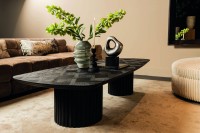 Fieron Black Wooden Coffee Table Double Round Base