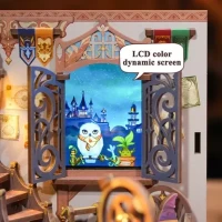 Tonecheer, DIY 3D Houten Puzzel met 6 verschillende geluidseffecten en stofkap, Miniature House Magic Shop, TQ403, 18x14,5x15,4cm