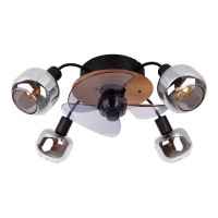 Ceiling lamp including fan "Fumoso", in black, brown and nature, for E27, Ø 51 cm