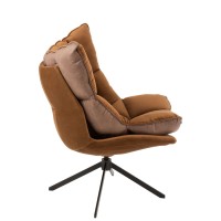 J-Line Stoel Relax Kussen Op Frame Textiel/Metaal Bruin
