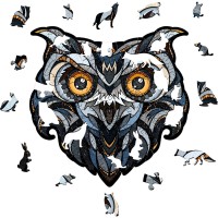 Eco Wood Art (EWA) Houten Legpuzzel Eagle-Owl, Size S, 3540, 20,4x20,6x0,4cm